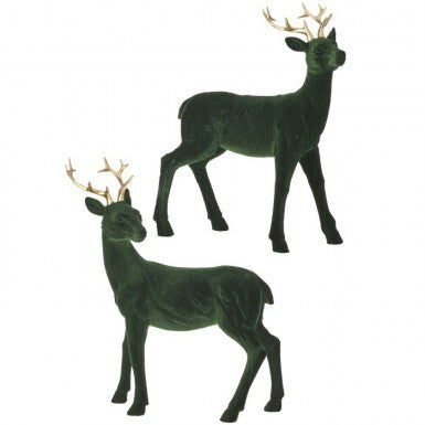 green- 10-11" RESIN FLOCKED DEER