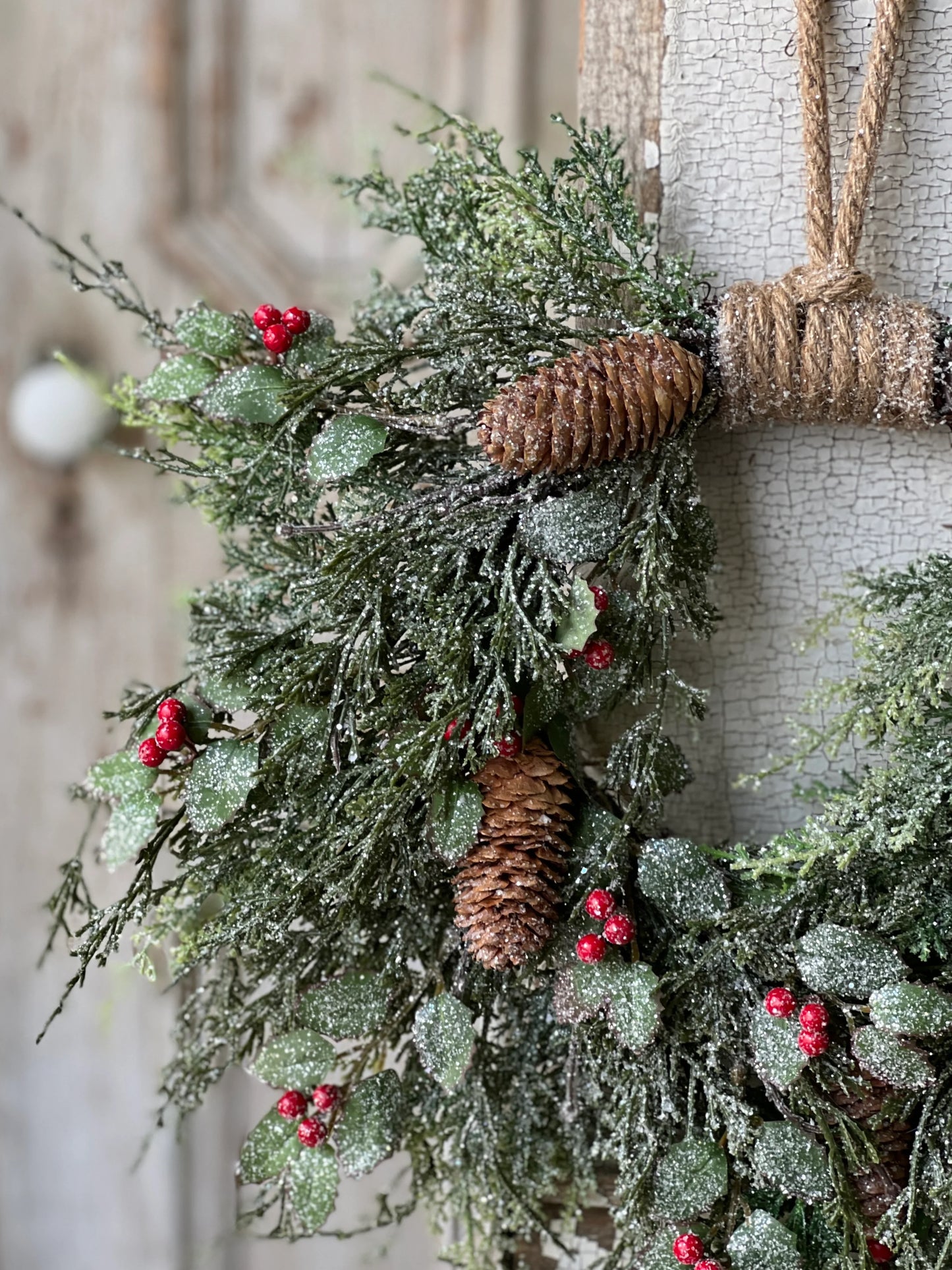 20"-holly hill cedar hanging wreath