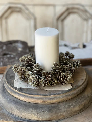 4" Shimmer Pine Cone Candle Ring