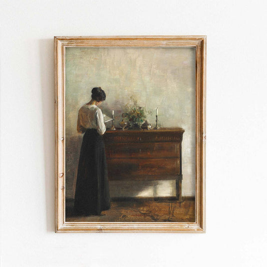 Woman At Chest Vintage Art Print