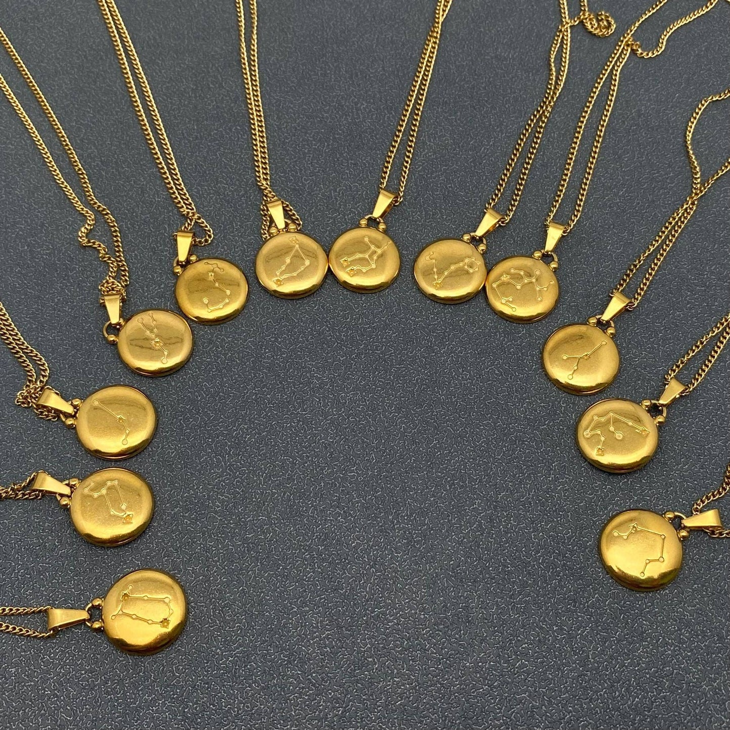 Zodiac 12 Constellation 18K Gold Plated SS Necklace - FGS