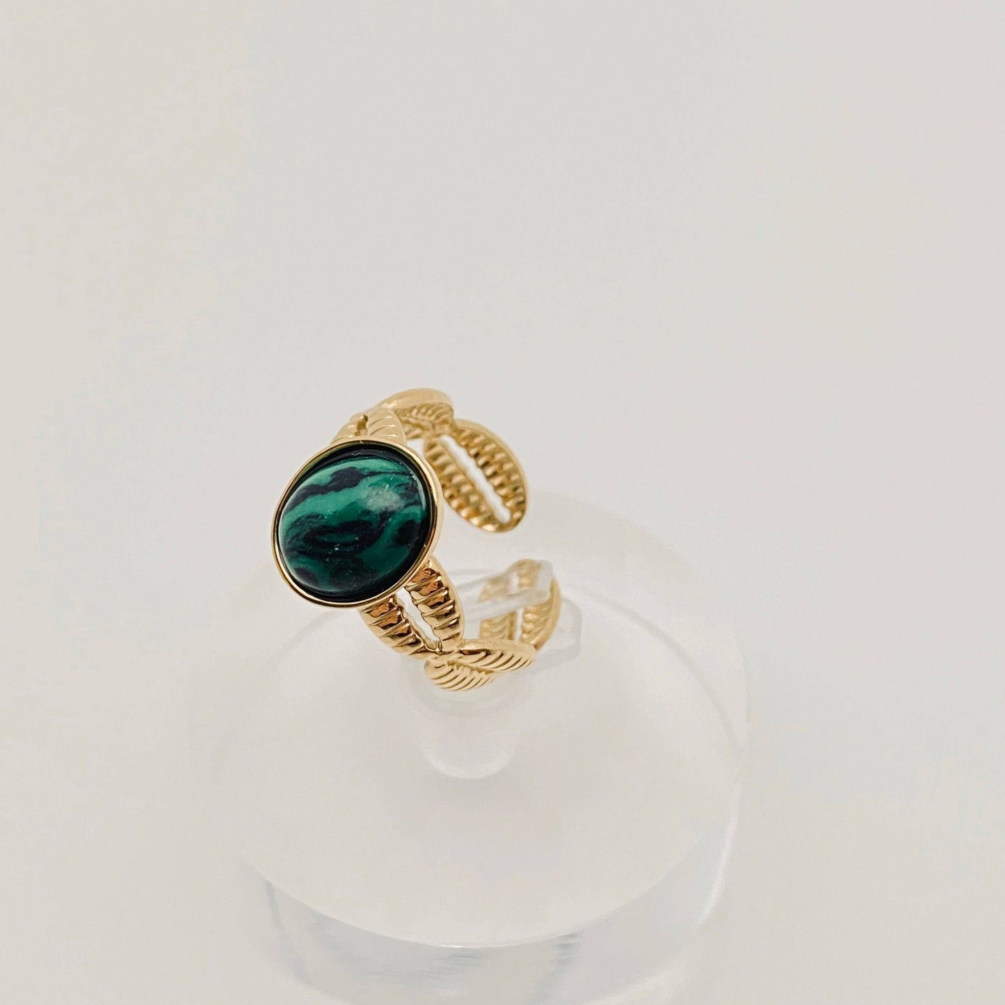 Gold Plated Stainless Steel Natural Stone Ring - FGS/CS