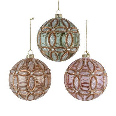 Glass Pastel Ball Ornaments, 3 Assorted