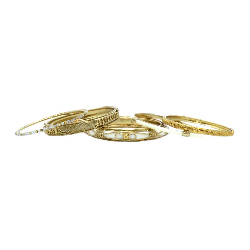 Indian Bangle  ivory  resin  in gold