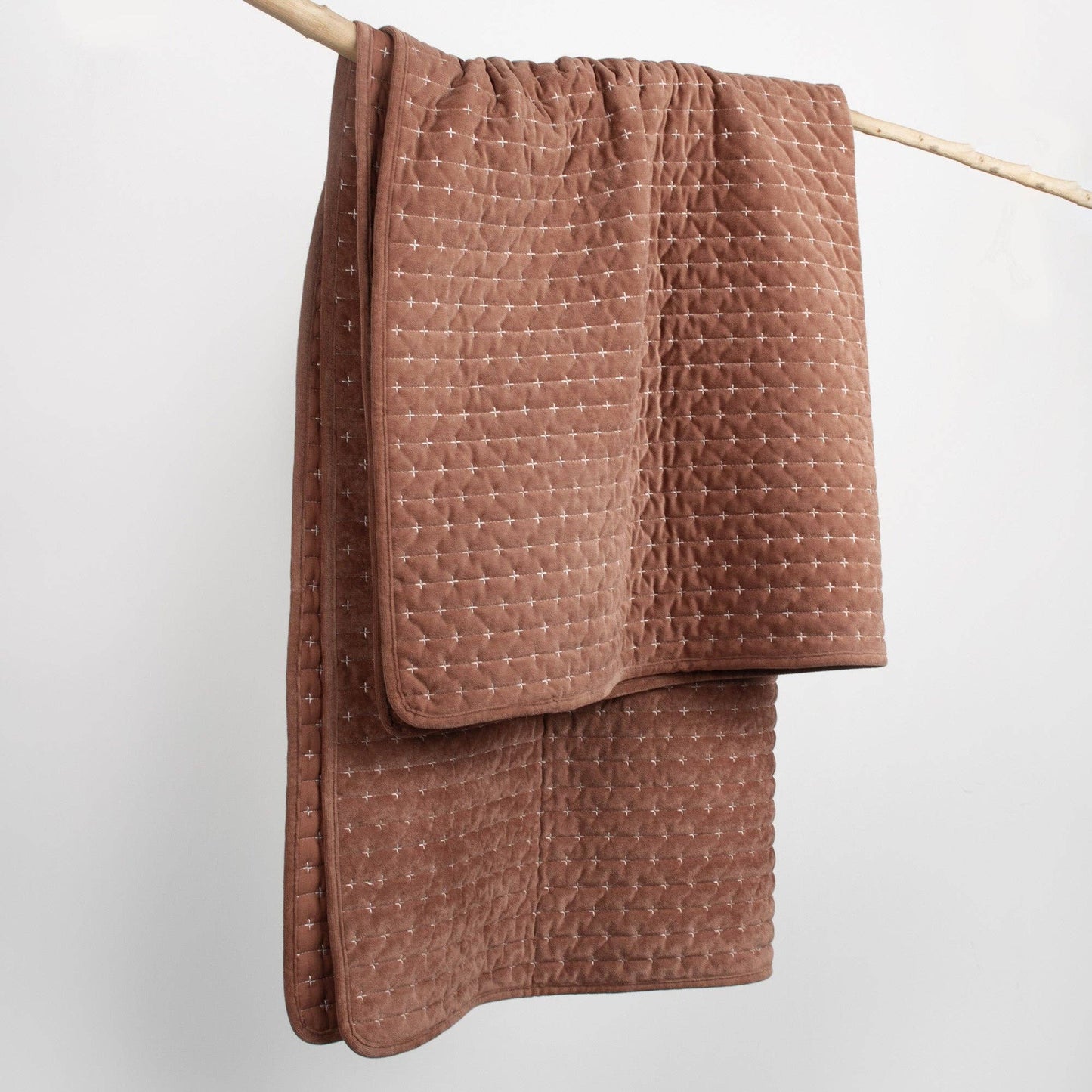 Green-Velvet Stitch Quilted Throw