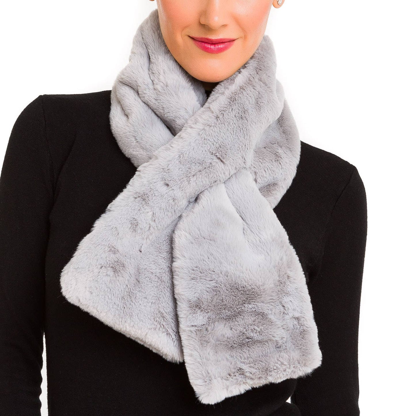grey- Faux Fur Scarves