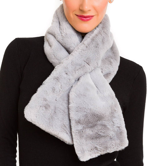 grey- Faux Fur Scarves