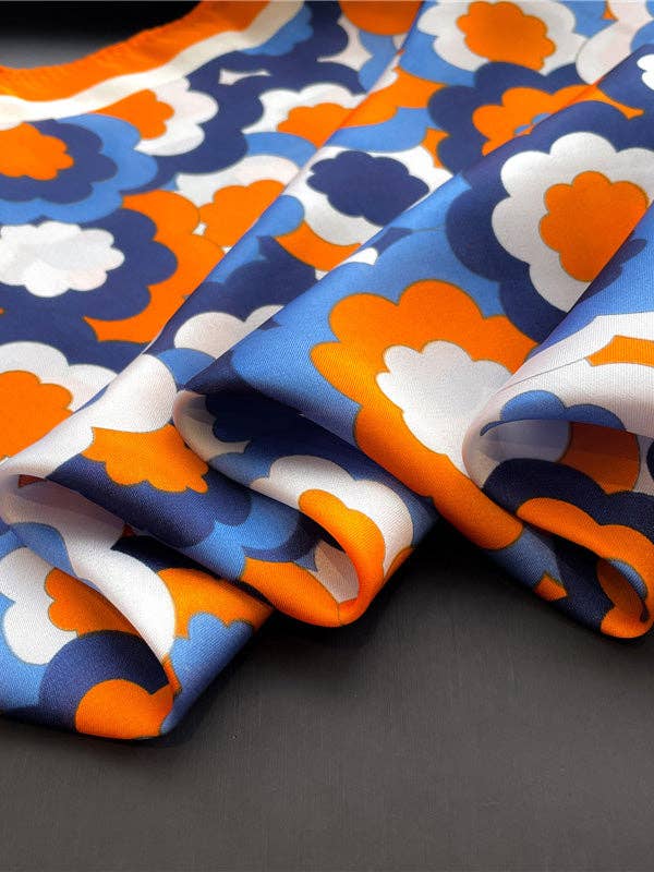 Contrast Color Flower Print Sun Protection Shawl&Scarf: BLUE / One_size