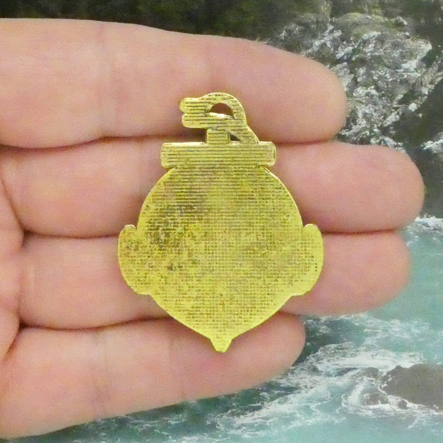 Large Gold Anchor Charm Pendant in Antique Pewter