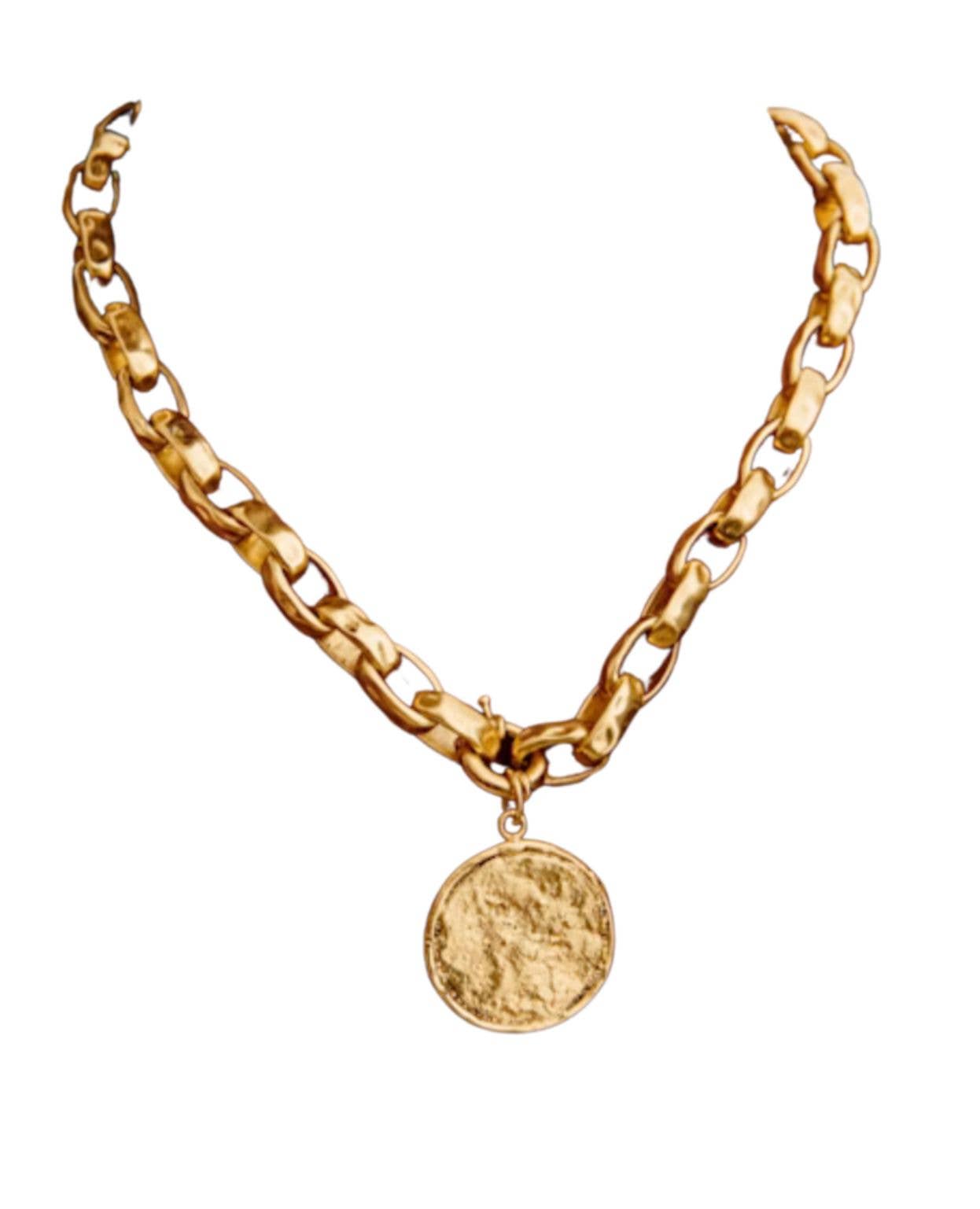 Josephine Recycled Brass Sailor Clasp Chain Necklace: Yellow Gold