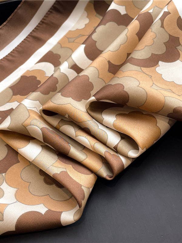 Contrast Color Flower Print Sun Protection Shawl&Scarf: BLUE / One_size