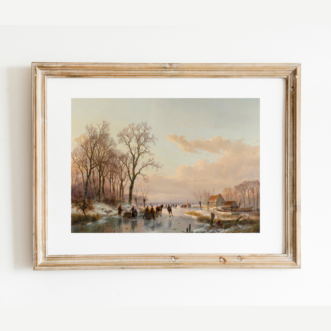 A Frozen River Antique Art Print: 8x10