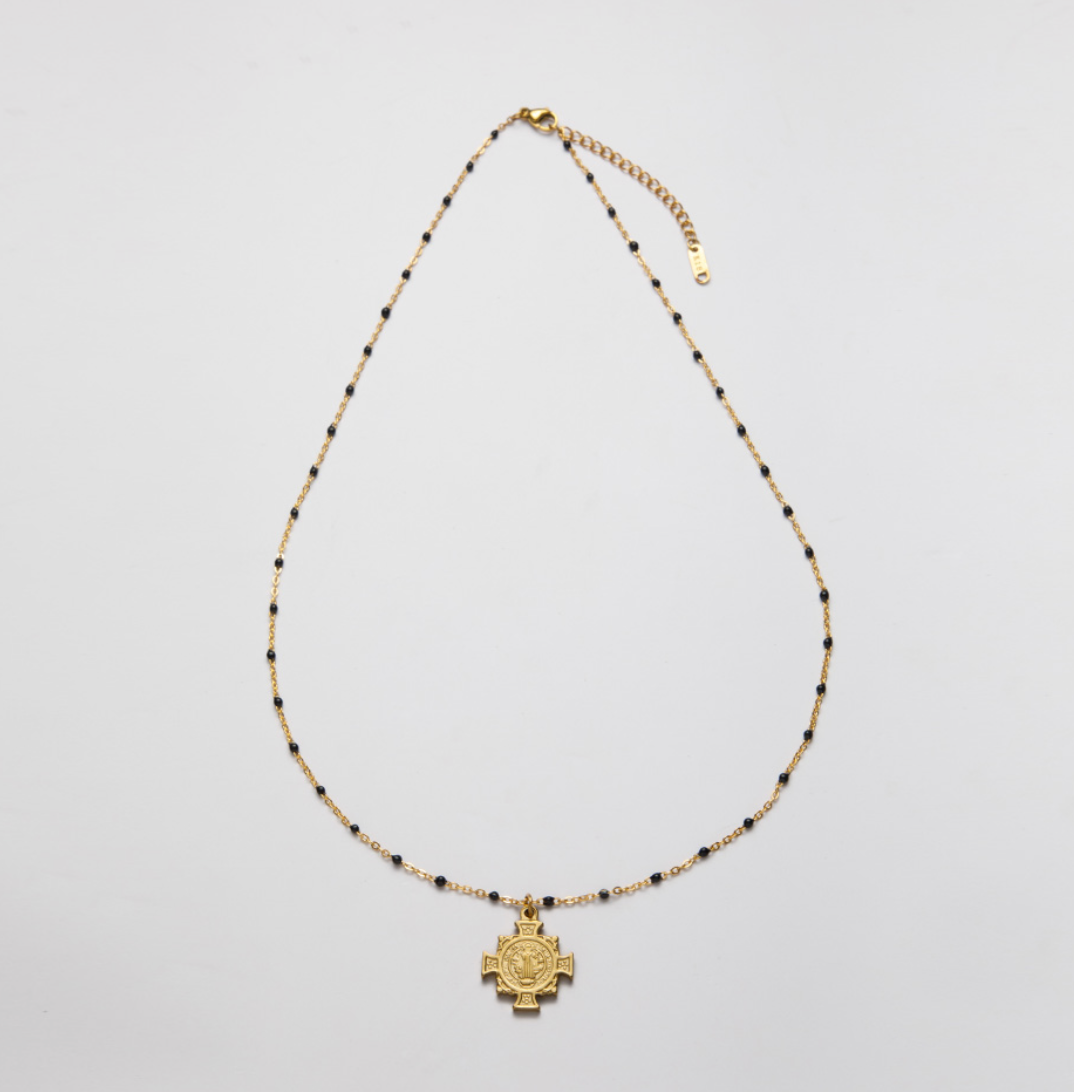 Saint Benedict Cross 14K gold Necklace- Symbol of Protection: Cuban
