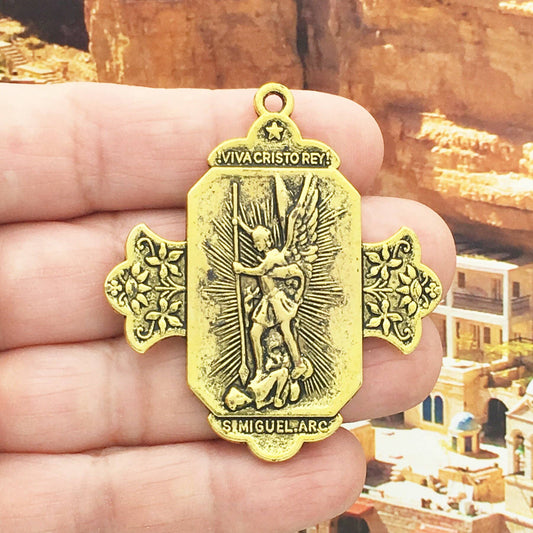 2 Spanish St Michael Charm Pendant Gold by TIJC SP1538