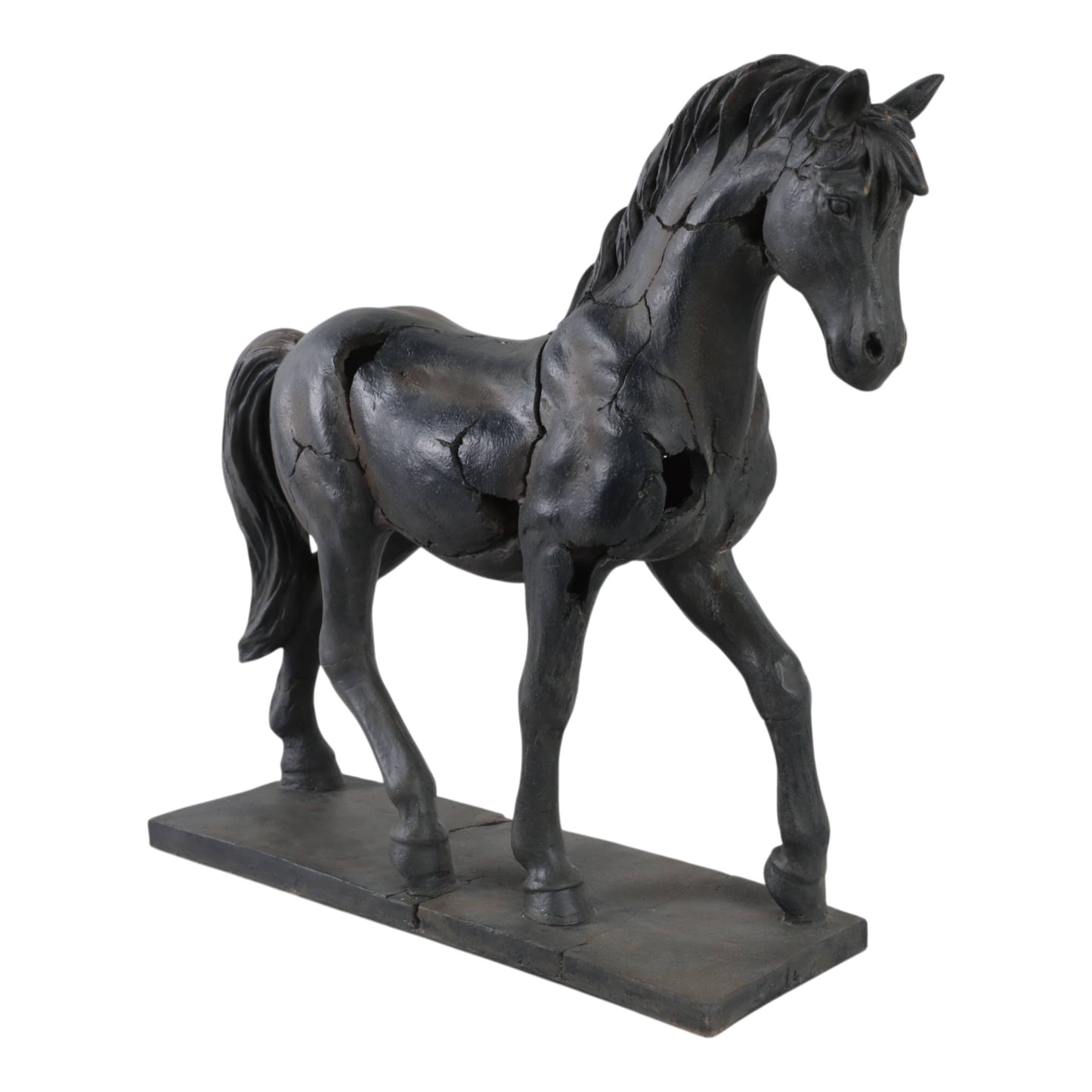 Aged Black Horse Sculpture