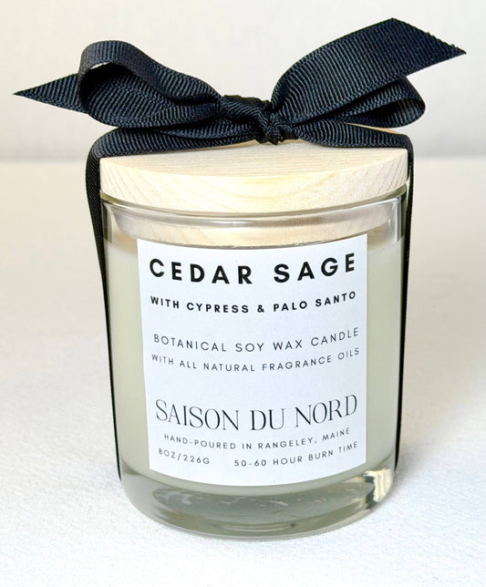 Cedar Sage Soy Wax Candle: 8oz Jar