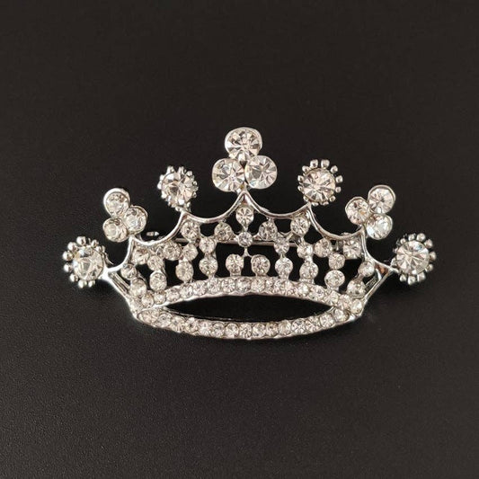 Crown Rhinestone  Alloy Brooch PA5671: White