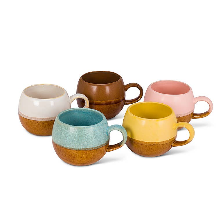 Wht/Brn Ball Mug-3.5"H(16oz)