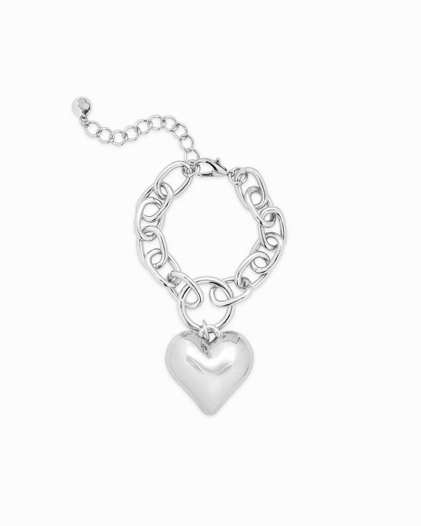 Puffy Heart Chunky Oval Chain Bracelet: Gold
