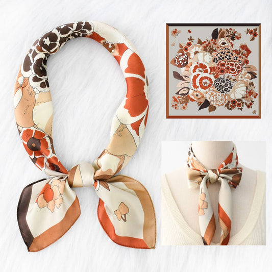 Elegant Floral Satin Scarf for Work & Sun