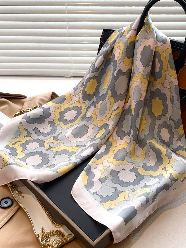 Contrast Color Flower Print Sun Protection Shawl&Scarf: BLUE / One_size