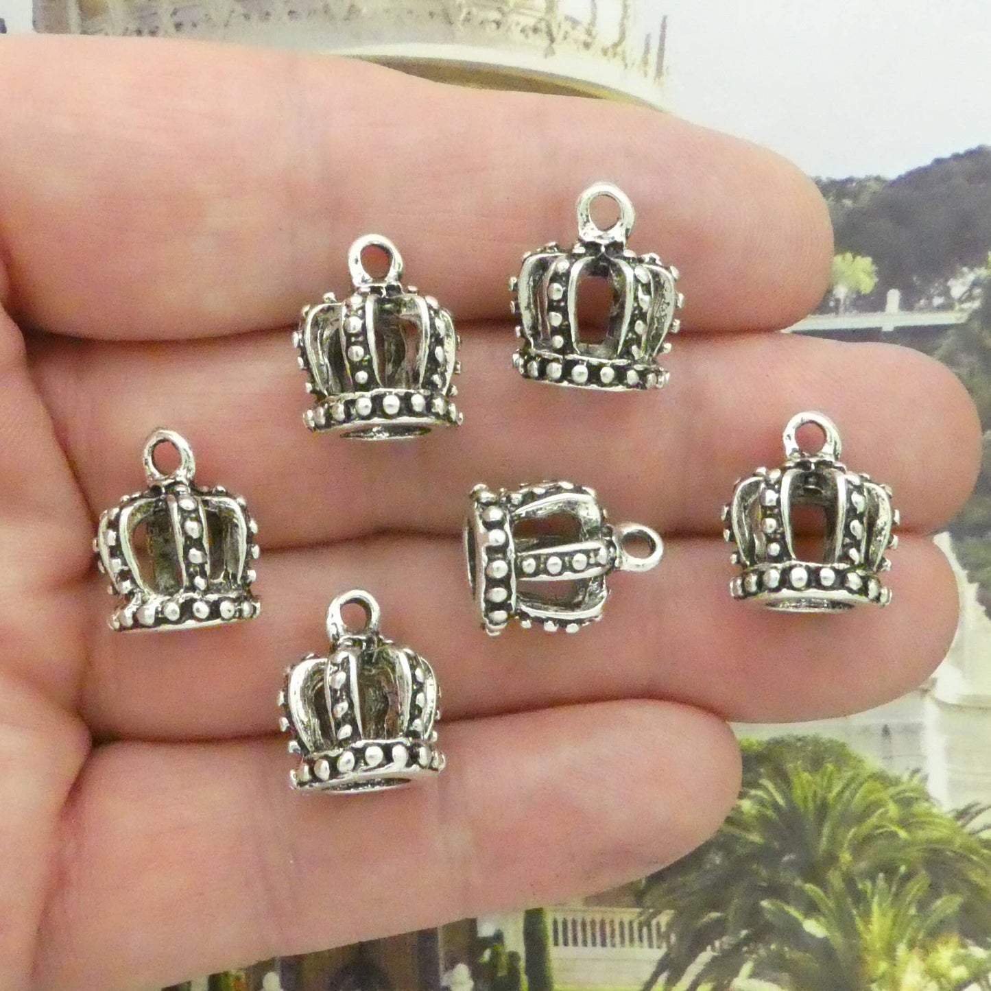 2 Crown Charm Silver 16x13mm by TIJC SP0363