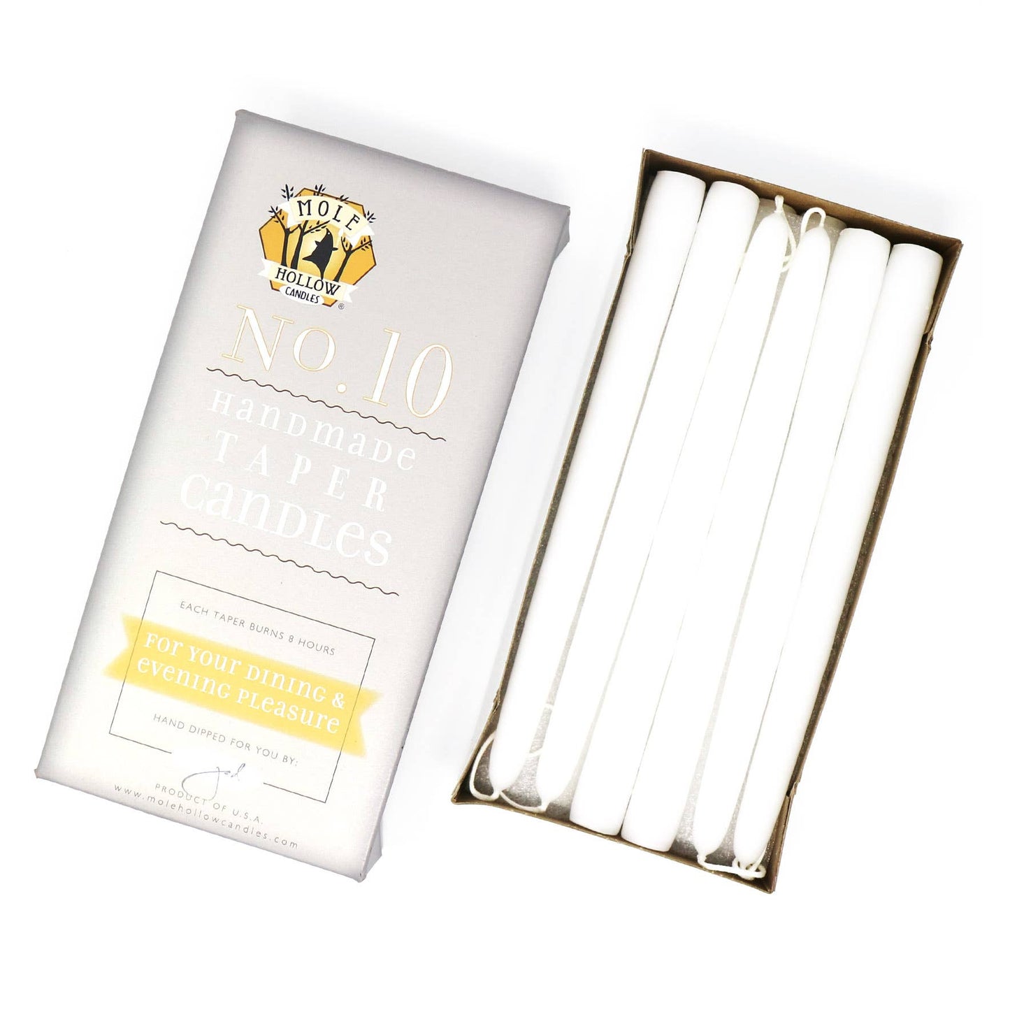 10" Hand Dipped Unscented Taper Candles - 39 Colors USA Made: Mauve