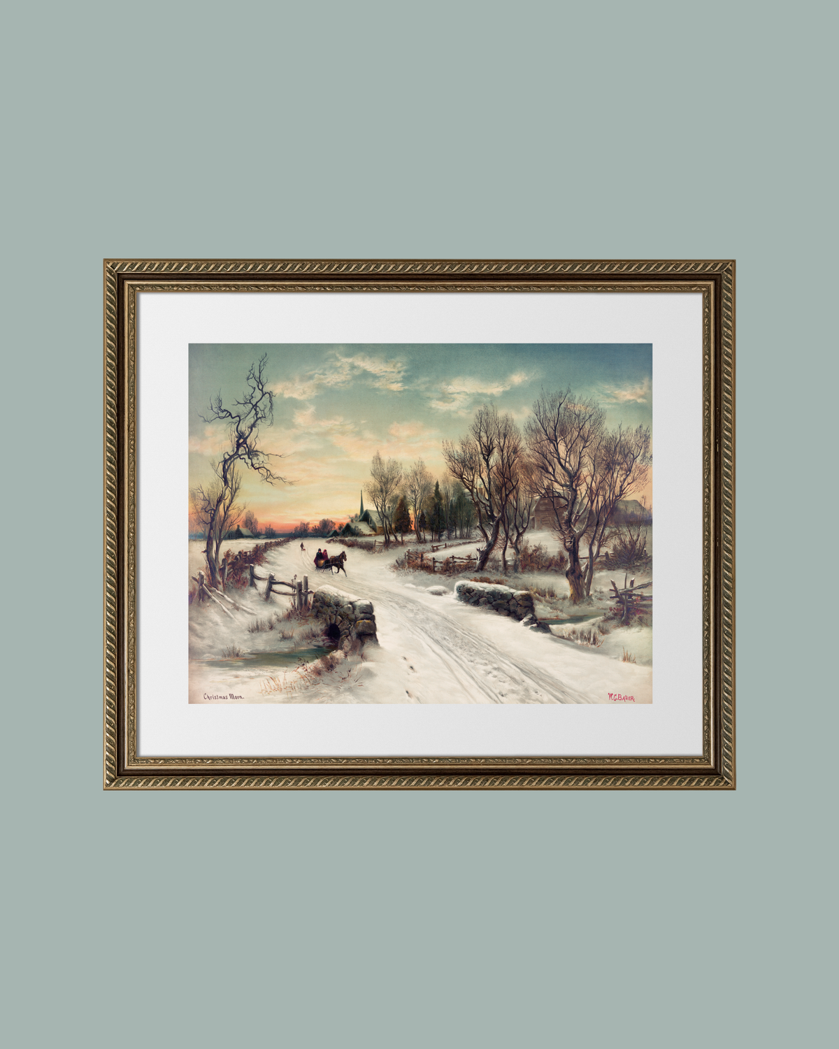 Christmas Morning Antique Art Print: 8x10
