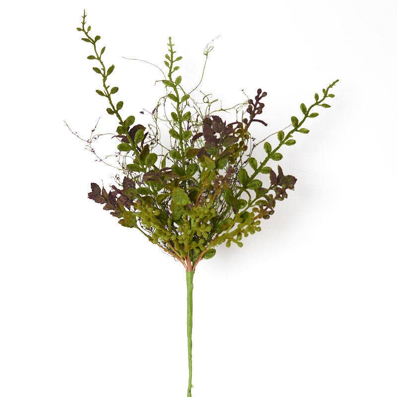16" Artificial Mossy Twig and Leaf Spray (Set of 12)