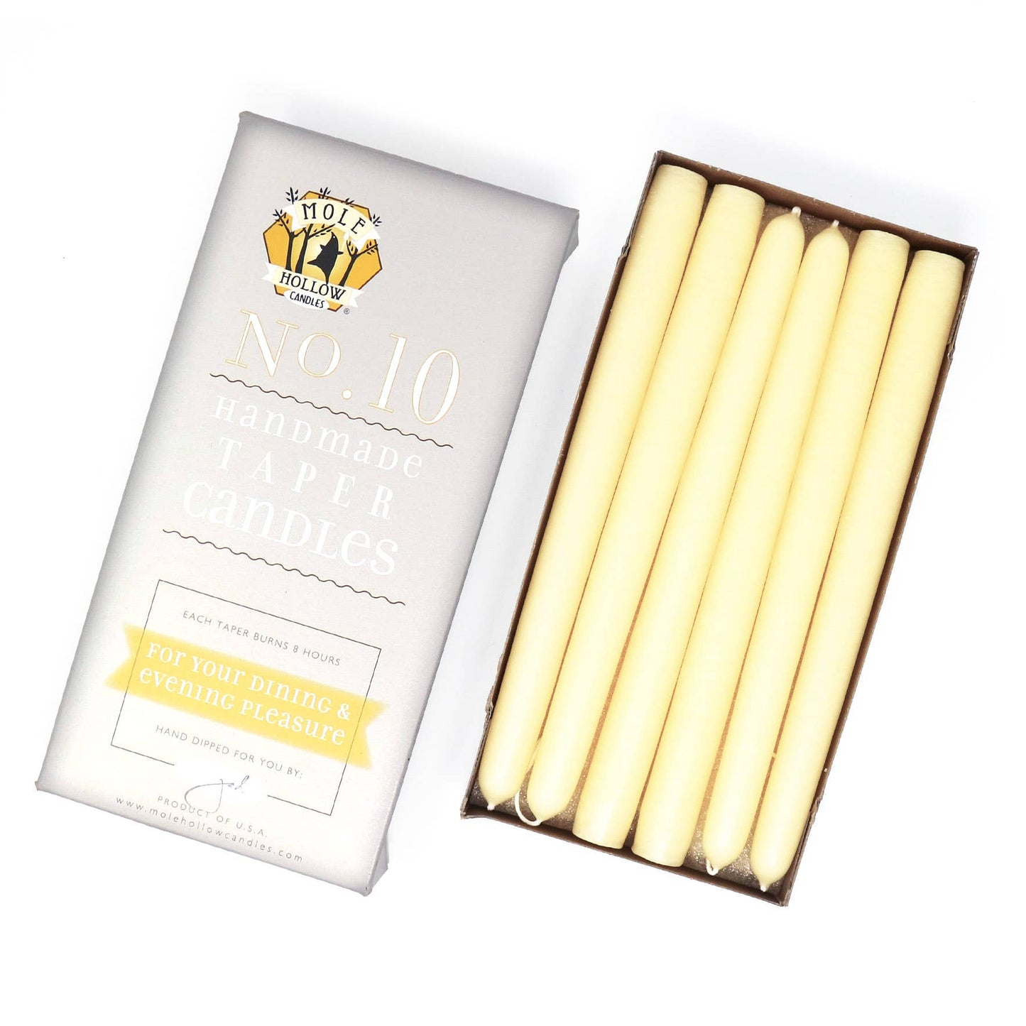 10" Hand Dipped Unscented Taper Candles - 39 Colors USA Made: Mauve