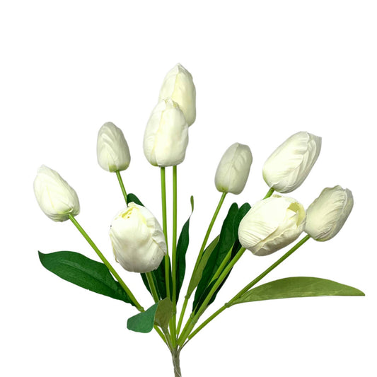 Floral Market Tulip Bush x 9 - Cream/White 20"