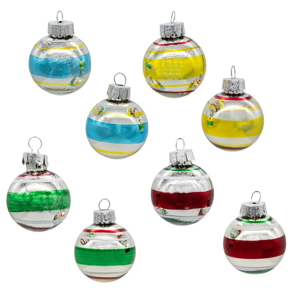 30MM GLASS SOLID+REFLECTOR BALLS 16PC