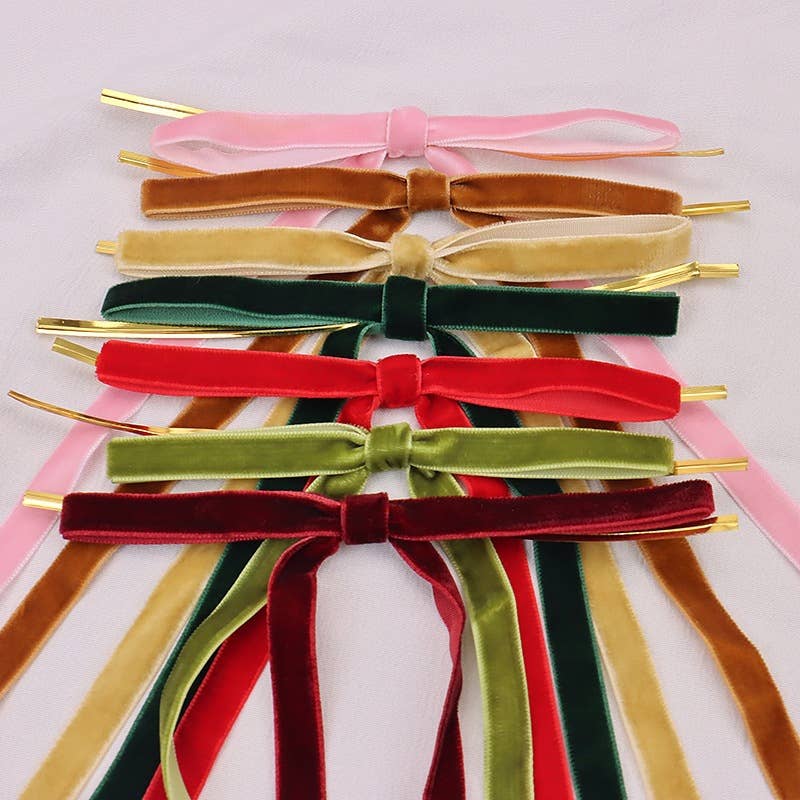 Christmas tree velvet ribbon Champagne Bottle Twist Tie Bows: Green