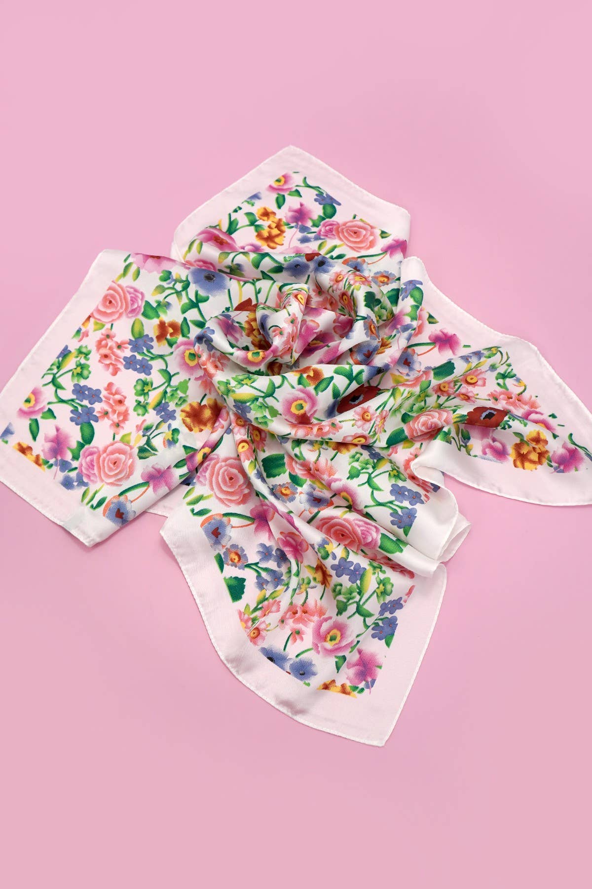 LARGE FLORAL PRINT BANDANA SCARF |  White