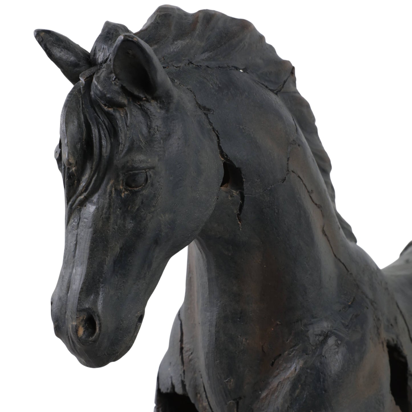 Aged Black Horse Sculpture