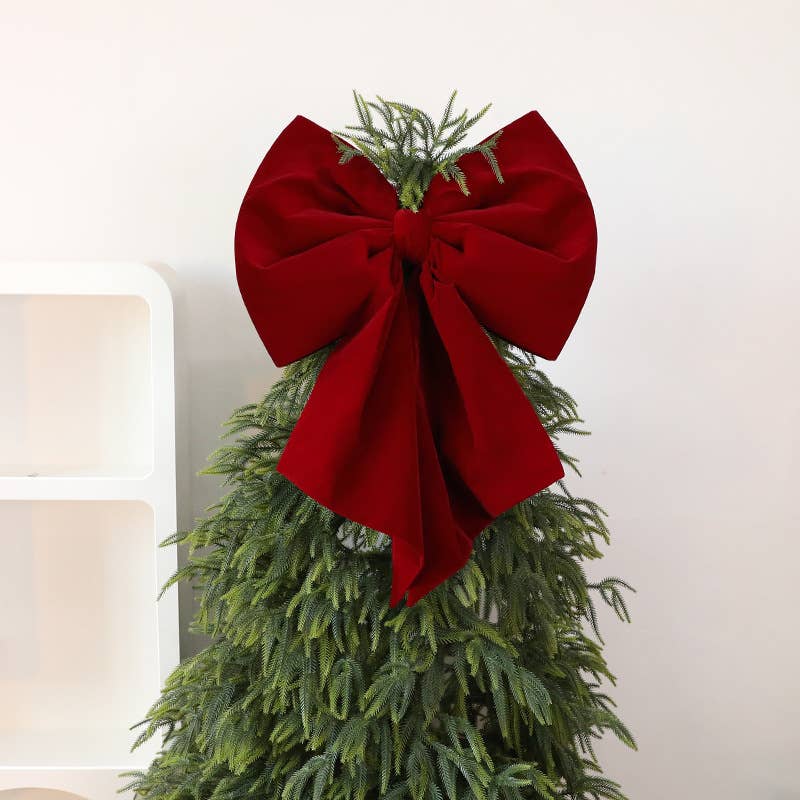 Extra Large Christmas Tree Topper Bow Decor: XL_Burgundy / L