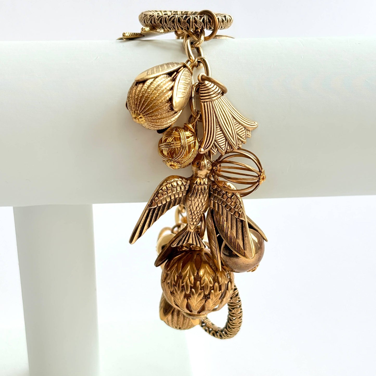 Vintage Inspired Gilded Charm Bracelet