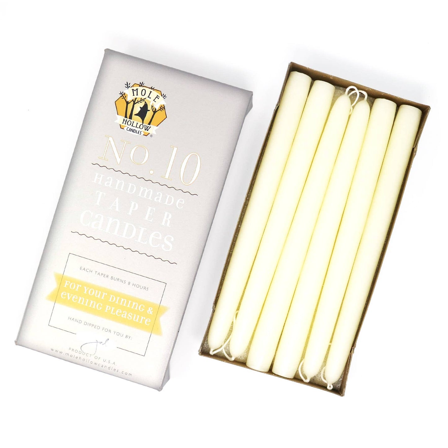 10" Hand Dipped Unscented Taper Candles - 39 Colors USA Made: Mauve