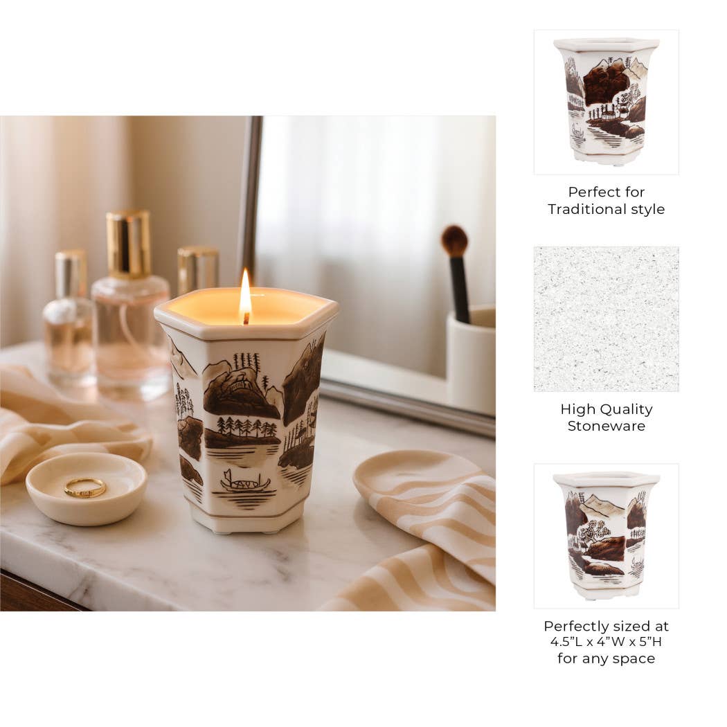 Scented Candle - Sage & Eucalyptus Brown Ceramic, 6 Oz