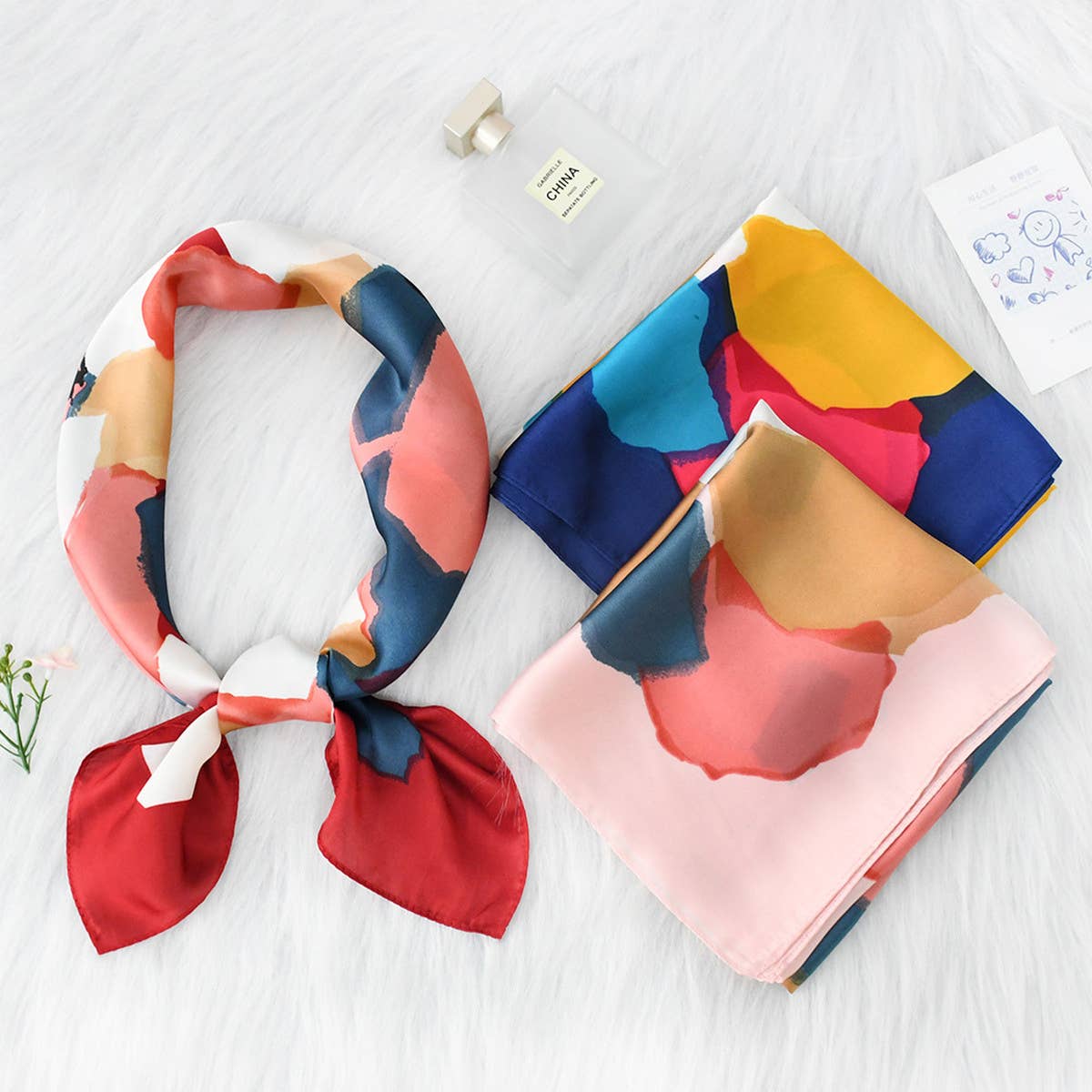 Polka Dot Satin Neck Scarf