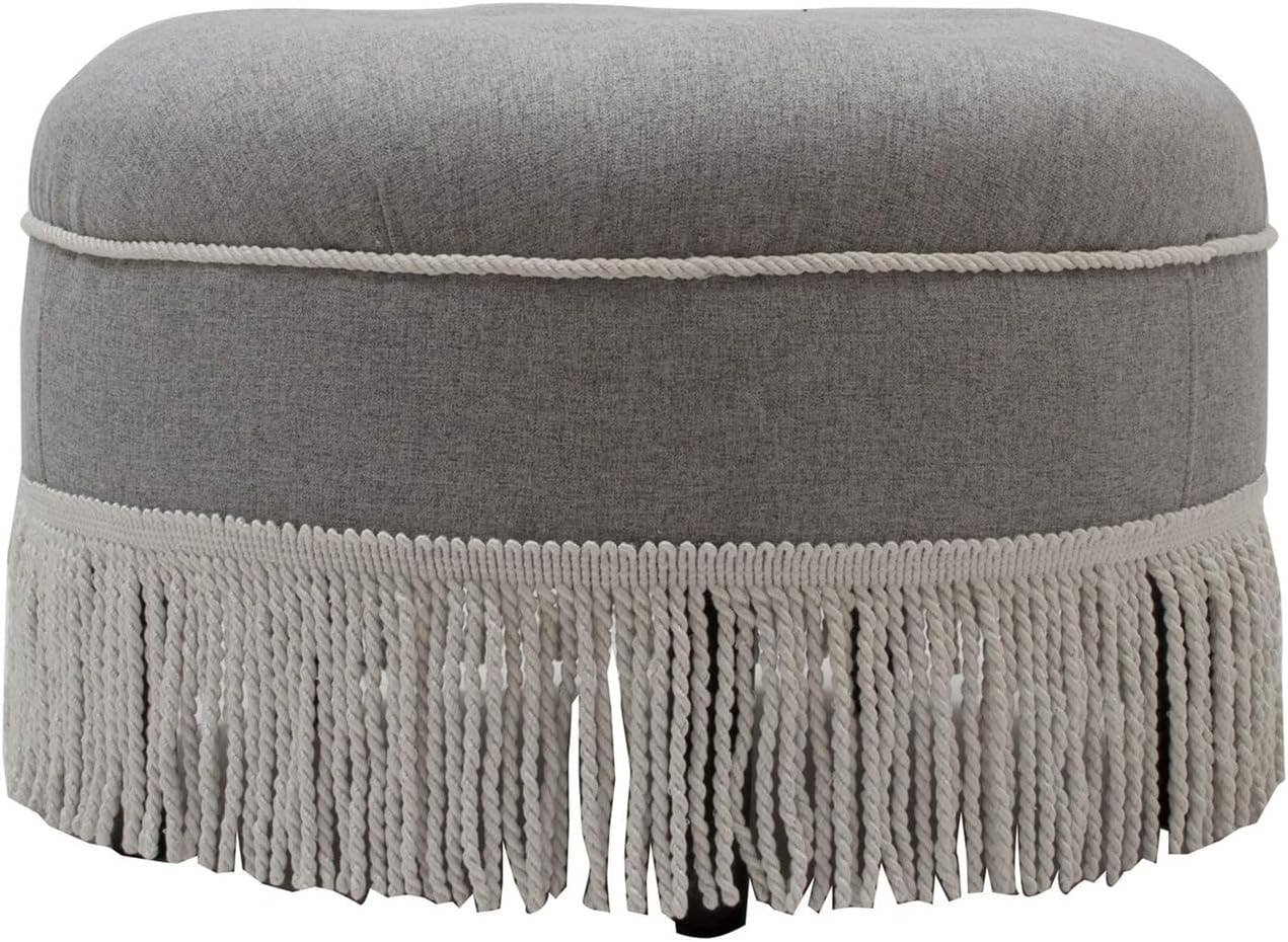 Purple Floral: 24" Round Upholstered Accent Ottoman