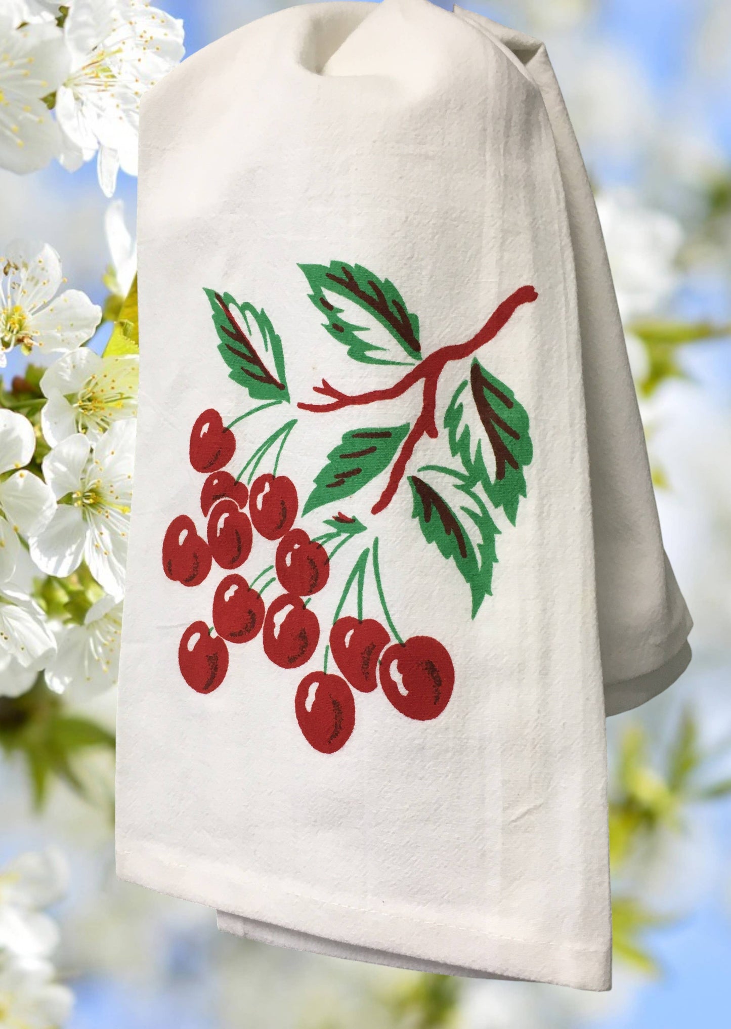 Cherry Tile Retro Flour Sack Kitchen Towel