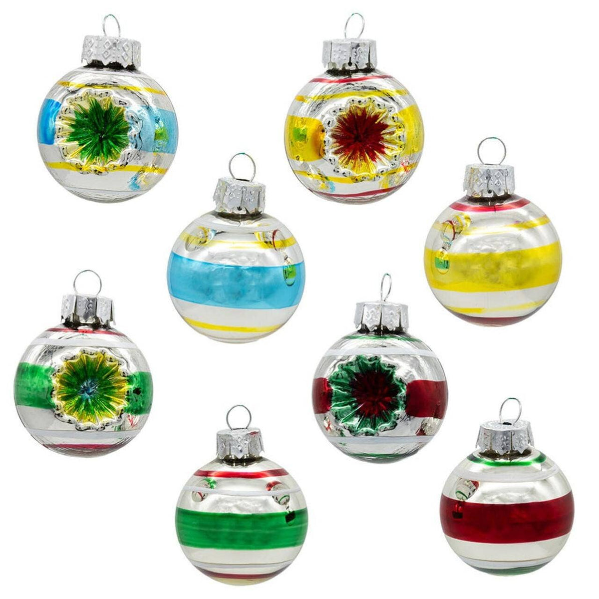 30MM GLASS SOLID+REFLECTOR BALLS 16PC