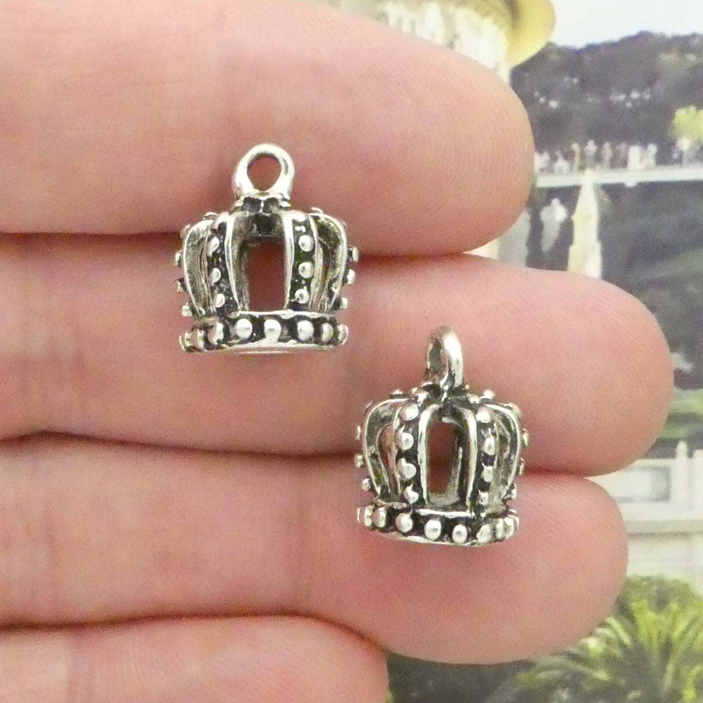 2 Crown Charm Silver 16x13mm by TIJC SP0363