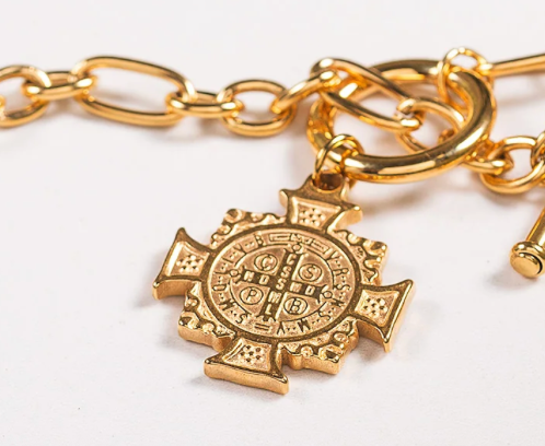 Saint Benedict Cross 14K gold Necklace- Symbol of Protection: Cuban