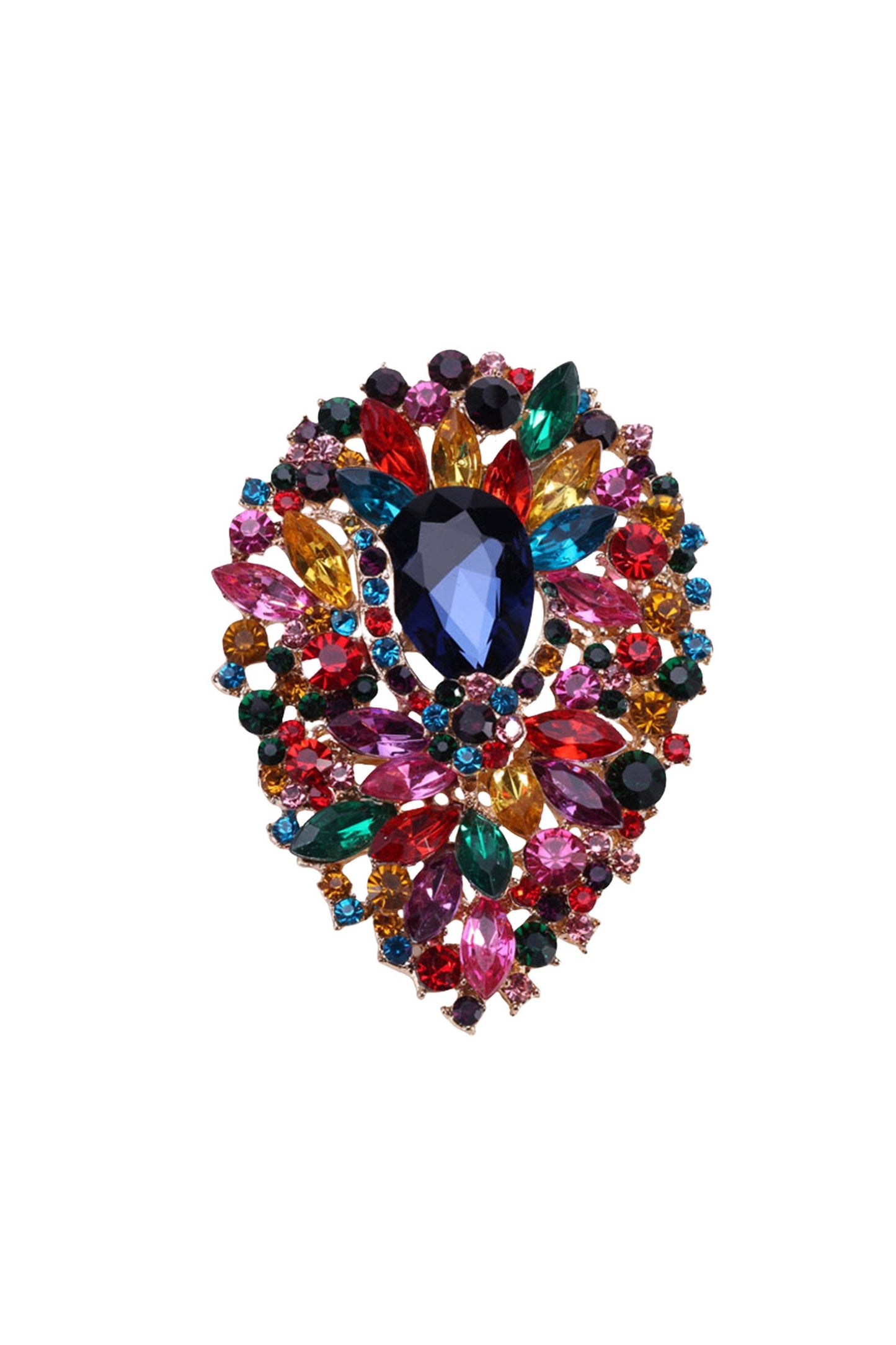 Teardrop Rhinestone Pin APA14939: White