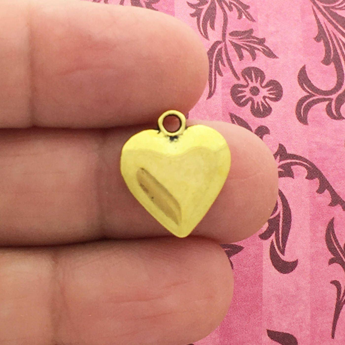 8 Plain Heart Gold Charms/Pendants by TIJC