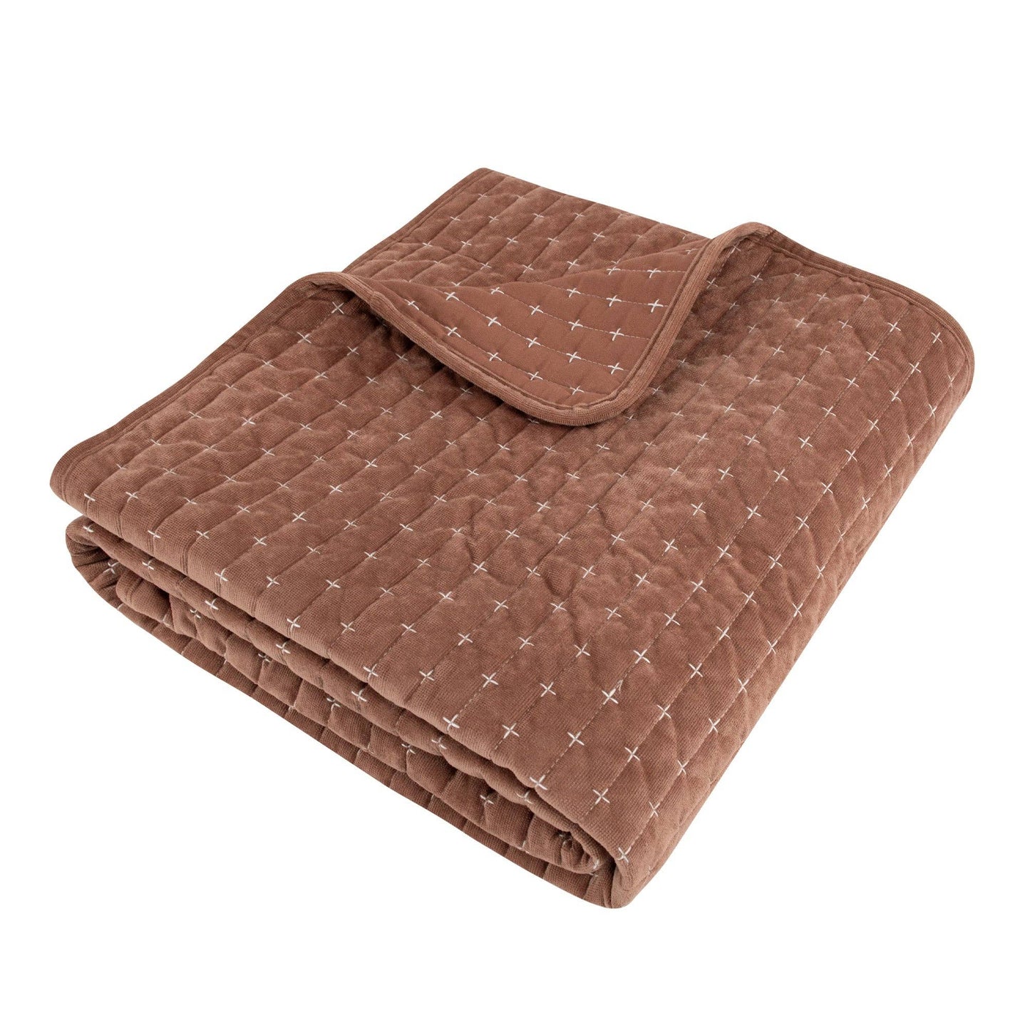 Green-Velvet Stitch Quilted Throw