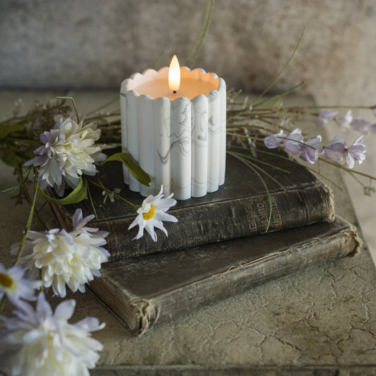 3" MARBLE CEMENT COLUMN 3D FLAME CANDLE