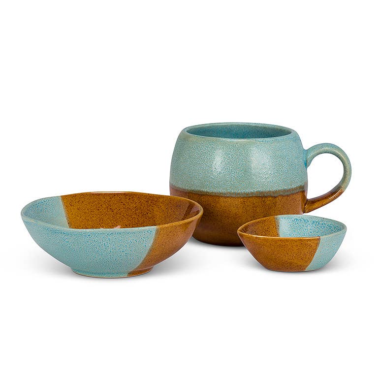 Blu/Brn Ball Mug-3.5"H(16oz)-2833